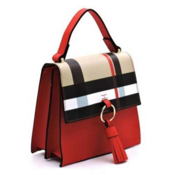 Handbags - Small Designer Flap Messenger Handbag Check Plaid